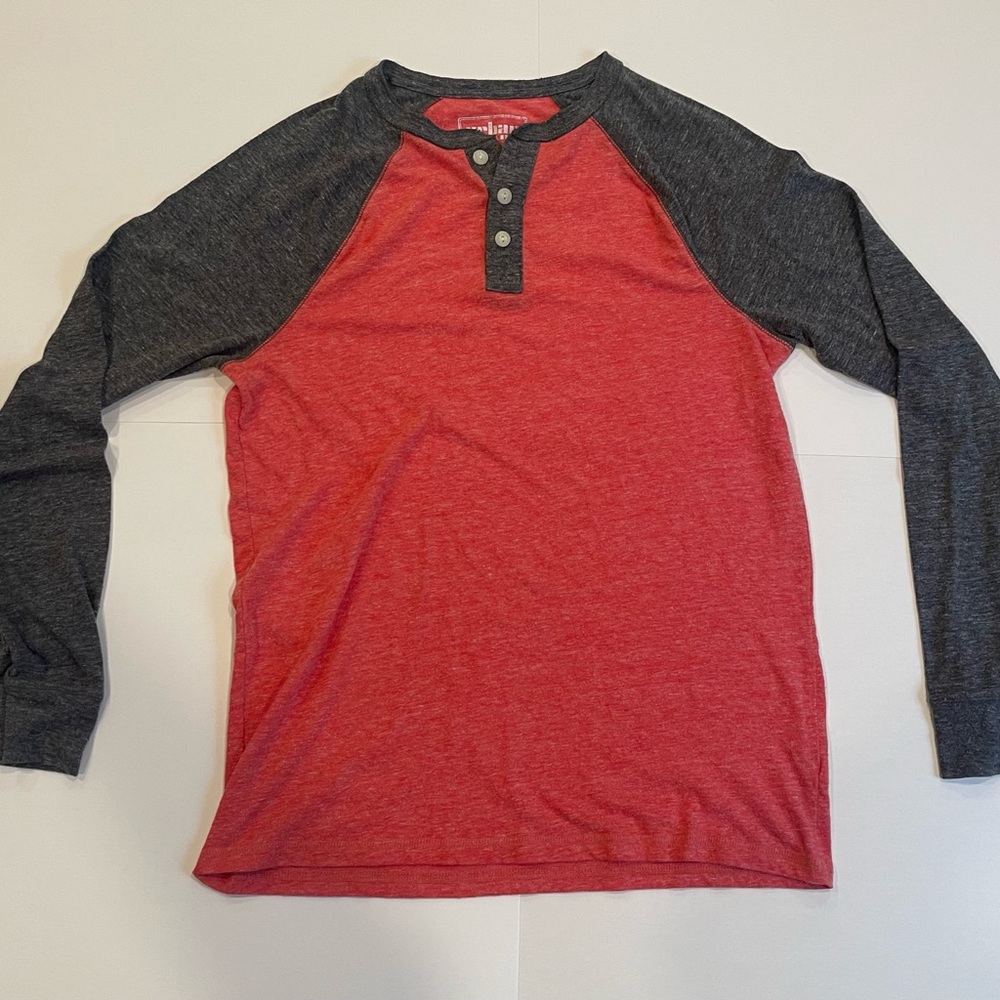 Urban Pipeline Red and Gray Henley Shirt